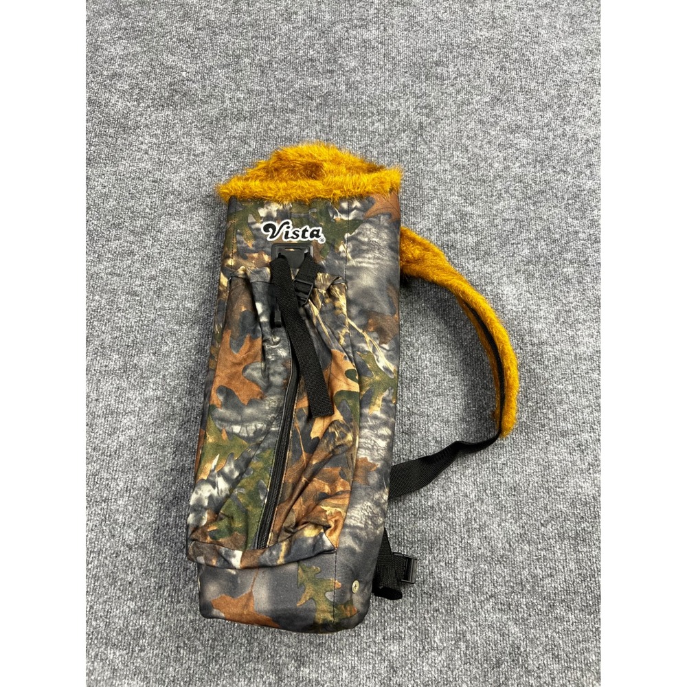 Vista Archery Back Quiver Camo Leaf Pattern Mustard Yellow Faux Fur Trim Bag